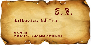 Balkovics Nóna névjegykártya